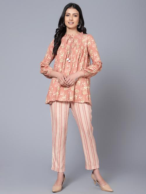 peach printed ethnic co ord set - 20458839 - Very Small Image - 1