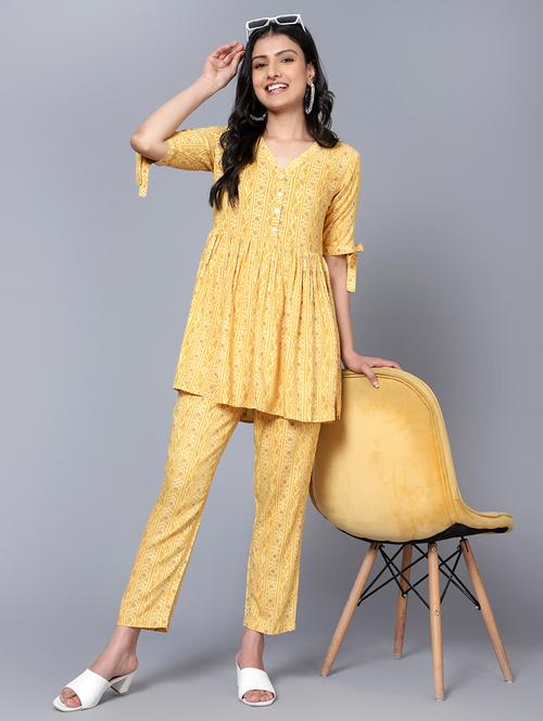 yellow printed ethnic co ord set - 20458855 - Very Small Image - 1