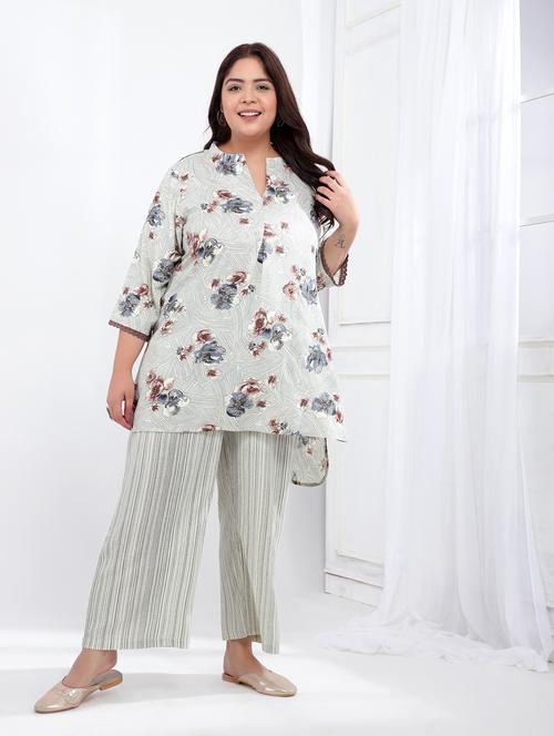 grey printed ethnic co ord set - 20458881 - Very Small Image - 1