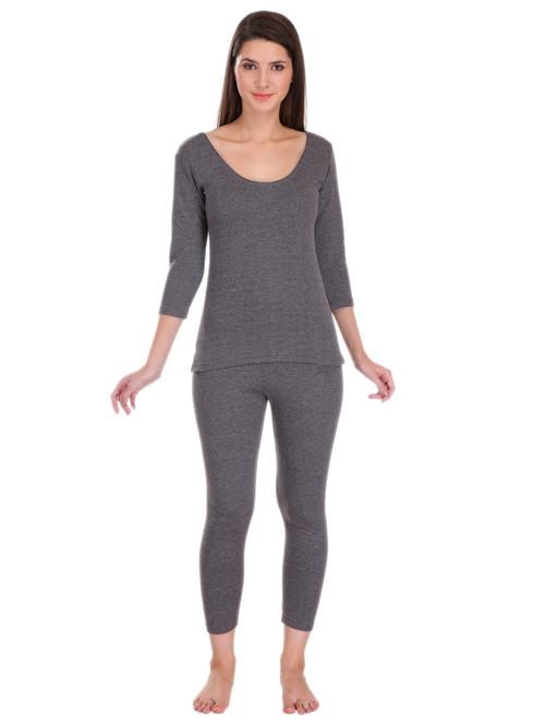 steel solid three quarter sleeves thermal top - 20459276 - Very Small Image - 1