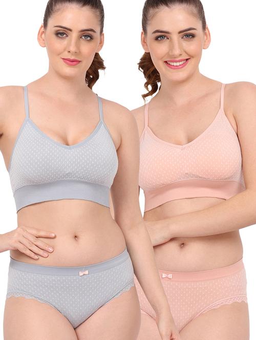 pack of 2 multi colored bra and panty set - 20459577 - Very Small Image - 1