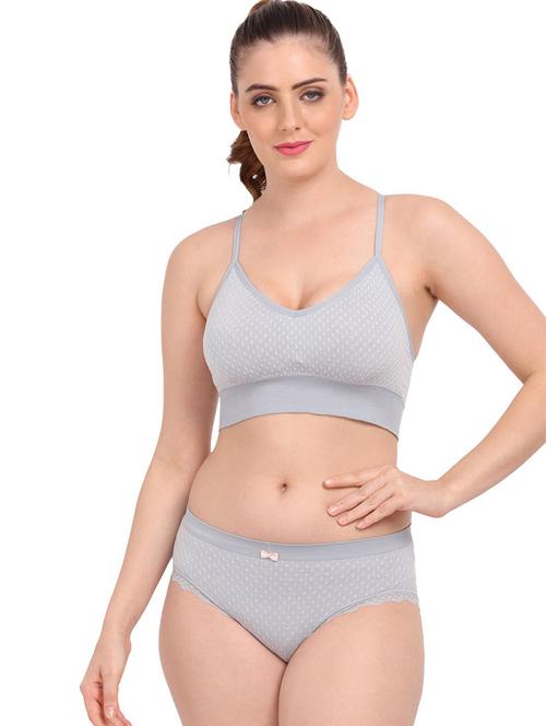 grey polka doted bra and panty set - 20459582 - Very Small Image - 1