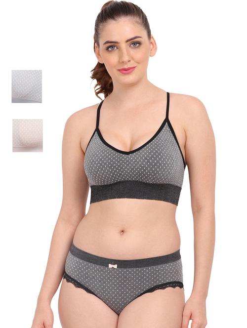 pack of 3 multi colored bra and panty set - 20459595 - Very Small Image - 1