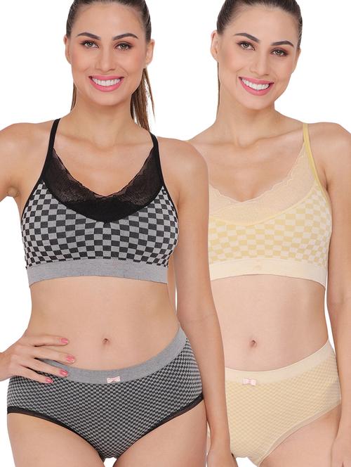 pack of 2 multi colored bra and panty set - 20459635 - Very Small Image - 1