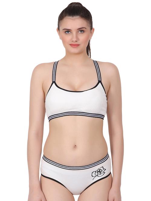 cream solid bra and panty set - 20459691 - Very Small Image - 1