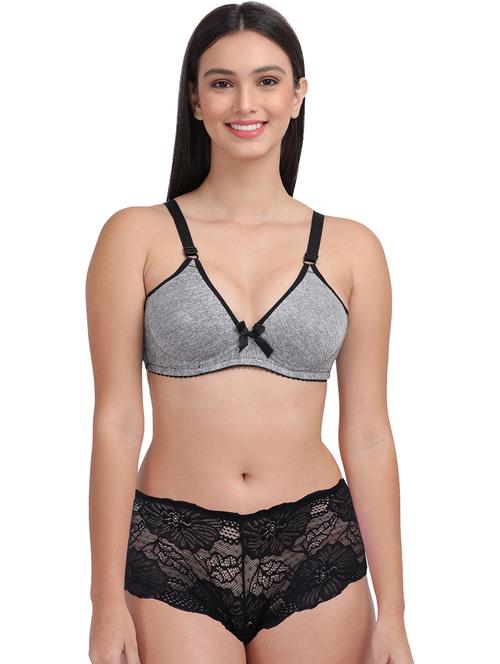 grey lace deatiled bra and panty set - 20459710 - Very Small Image - 1
