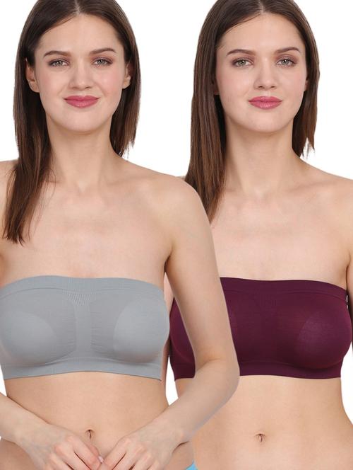 women's solid tube bras combo - 20460540 - Very Small Image - 1