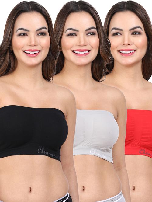 women's solid tube bras combo - 20460683 - Very Small Image - 1