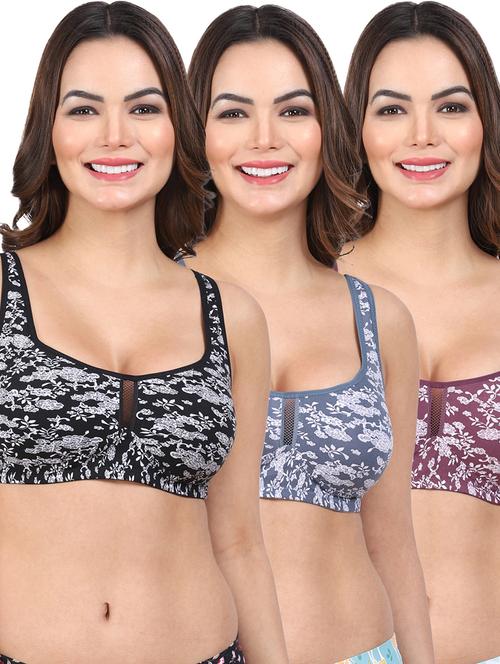 pack of 3 multi colored regular bra - 20460755 - Very Small Image - 1