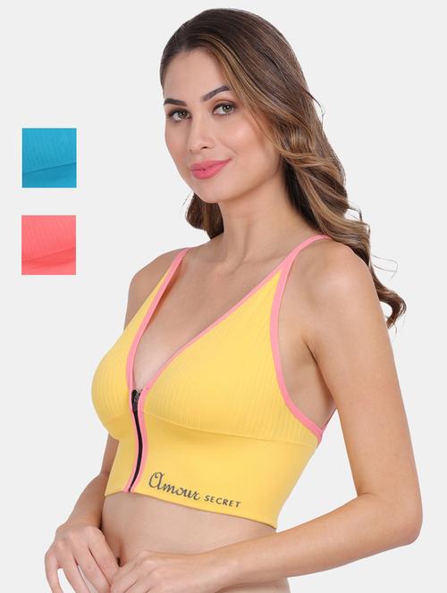 pack of 3 multi colored sports bra - 20461181 - Very Small Image - 1