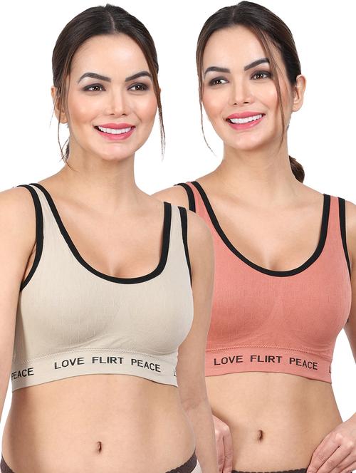 pack of 2 multi colored sports bra - 20461239 - Very Small Image - 1