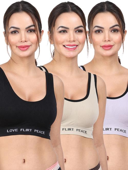 pack of 3 multi colored sports bra - 20461292 - Very Small Image - 1