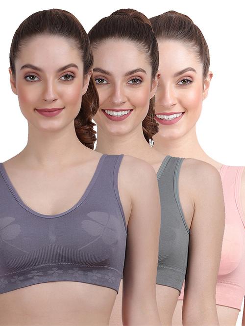 women grey self design pack of bra (combos) - 20461327 - Very Small Image - 1