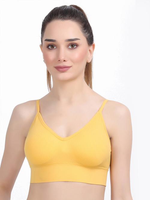 yellow solid sports bra - 20461431 - Very Small Image - 1