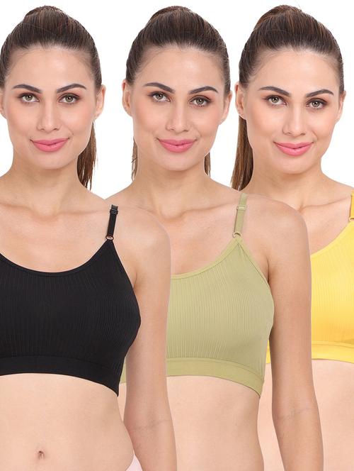 pack of 3 multi colored sports bra - 20461556 - Very Small Image - 1