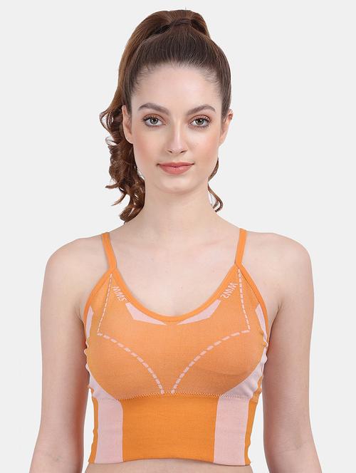 orange color blocked sports bra - 20461650 - Very Small Image - 1