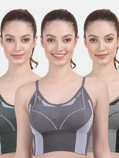 pack of 3 multi colored sports bra - 20461665 - Very Small Image - 1