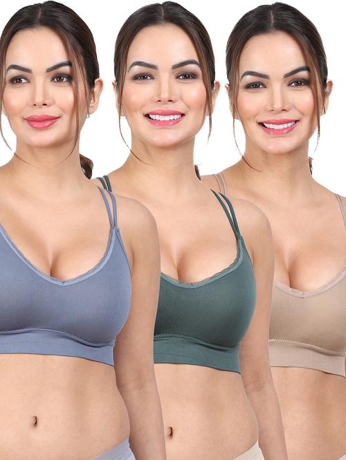 pack of 3 multi colored sports bra - 20461831 - Very Small Image - 1