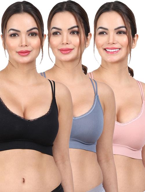 pack of 3 multi colored sports bra - 20461853 - Very Small Image - 1