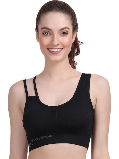 black solid sports bra - 20461896 - Very Small Image - 1