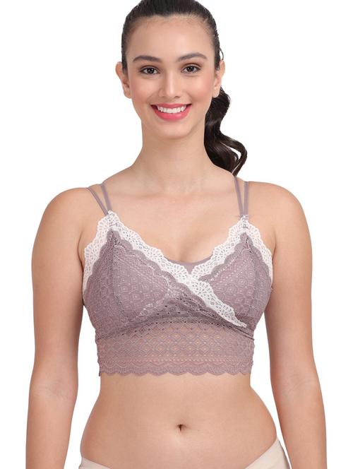 taupe solid with work bralette - 20463146 - Very Small Image - 1
