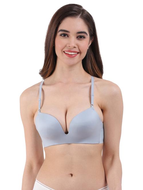 light blue solid plunge bra - 20463693 - Very Small Image - 1