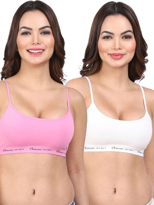 women's solid sports bra combo - 20464453 - Very Small Image - 1
