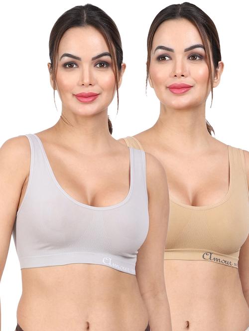 pack of 2 multi colored sports bra - 20464685 - Very Small Image - 1