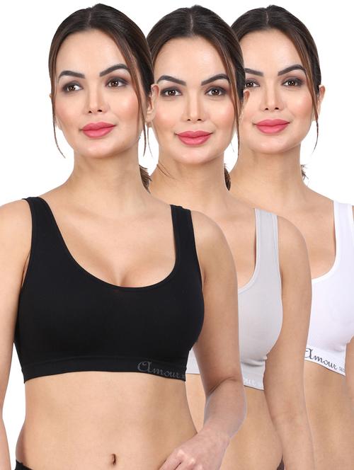 pack of 3 multi colored sport bra - 20464747 - Very Small Image - 1