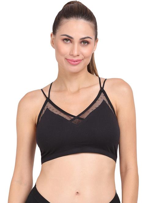 black cotton blend sports bra - 20466502 - Very Small Image - 1