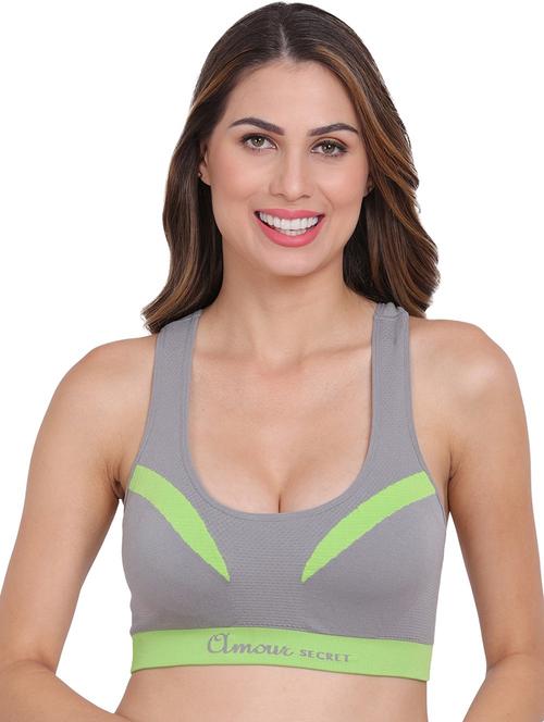 grey color block sports bra - 20466746 - Very Small Image - 1