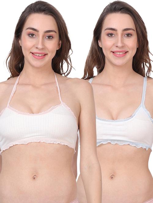 pack pf 2 cotton halter neck bra - 20466756 - Very Small Image - 1