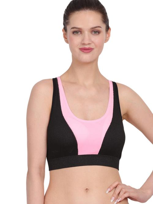 women black color block sports bra - 20466758 - Very Small Image - 1