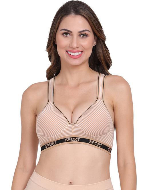 women's tan cotton blend sports bra - 20466811 - Very Small Image - 1