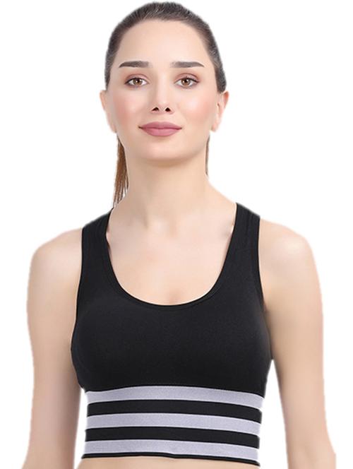 black striped nylon sports bra - 20466889 - Very Small Image - 1
