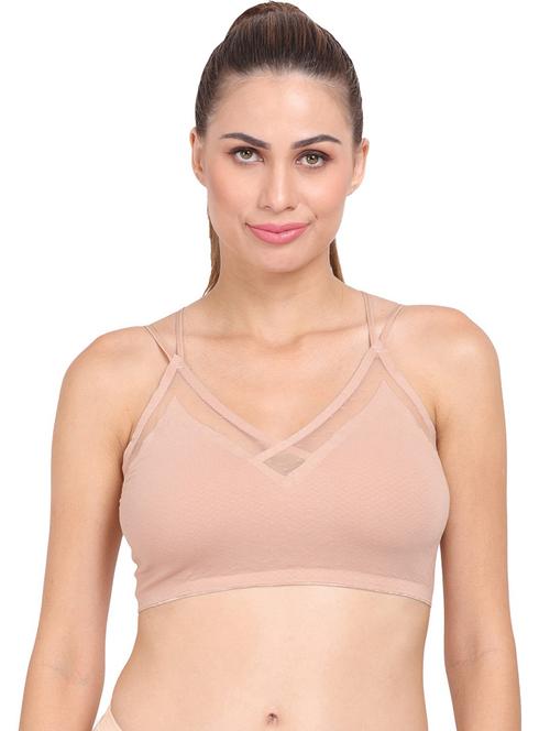 beige cotton blend sports bra - 20466919 - Very Small Image - 1