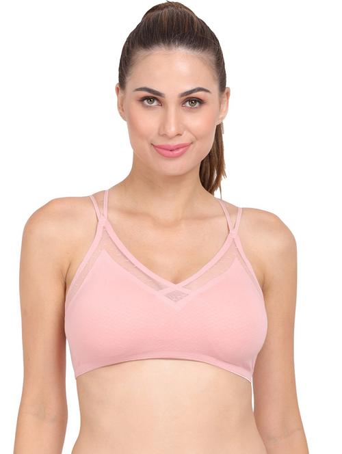 women's pink cotton blend sports bra - 20466929 - Very Small Image - 1