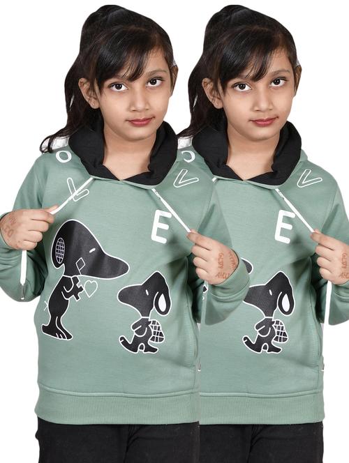 set of 2 girls printed hooded sweatshirt - 20467204 - Very Small Image - 1