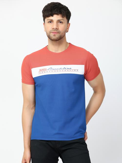 men round neck color block regular t-shirt - 20467284 - Very Small Image - 1