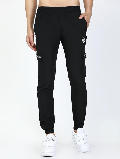 men's black polyester joggers track pant - 20467316 - Very Small Image - 1
