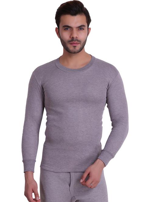 men solid grey cotton blend thermal top - 20467476 - Very Small Image - 1