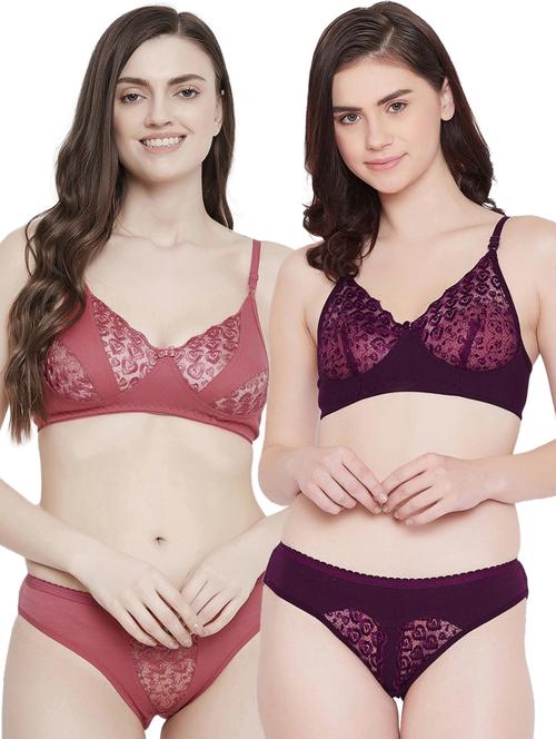 pack of 2 lace detailed bra and panty set - 20467679 - Very Small Image - 1
