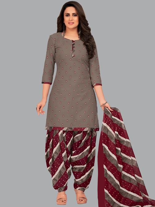 printed unstitched suit set - 20467745 - Very Small Image - 1