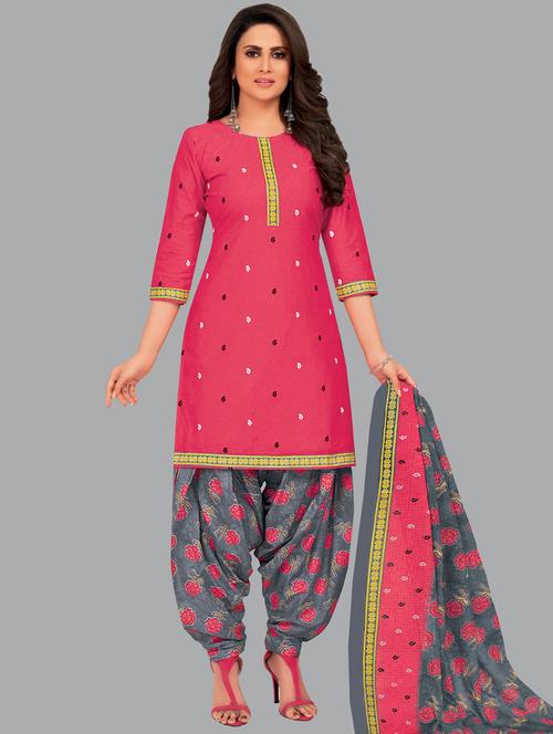 women printed patiyala unstitched suit set - 20467773 - Very Small Image - 1