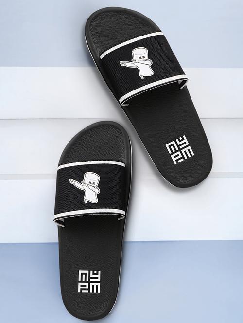 men graphic printed black flip flop - 20467928 - Very Small Image - 1