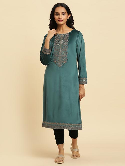 women yoke embroidered straight kurta - 20467982 - Very Small Image - 1