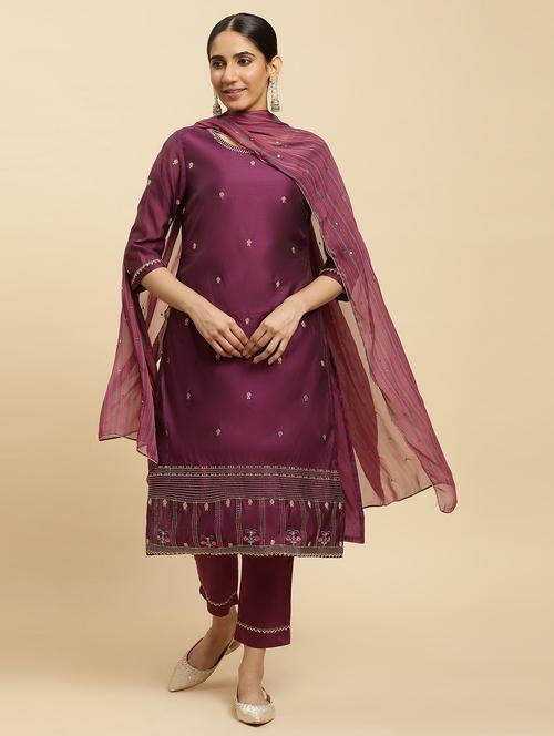 purple kurta pant set with dupatta - 20468238 - Very Small Image - 1
