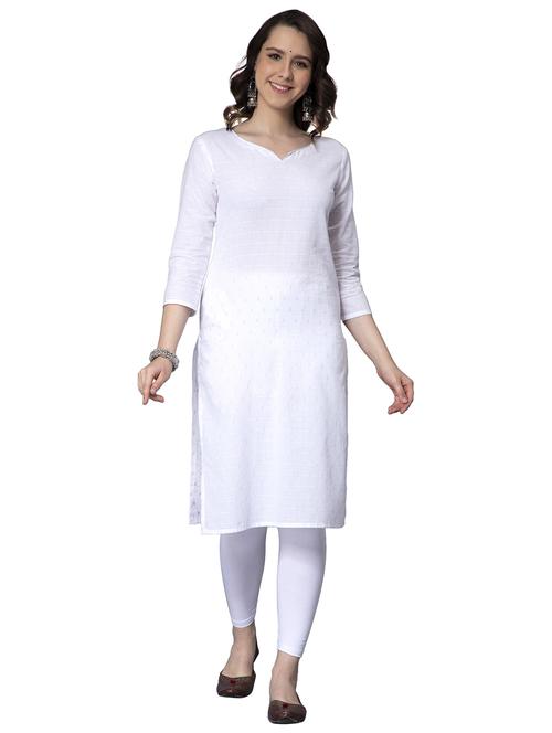 women white notch neck straight kurta - 20468809 - Very Small Image - 1