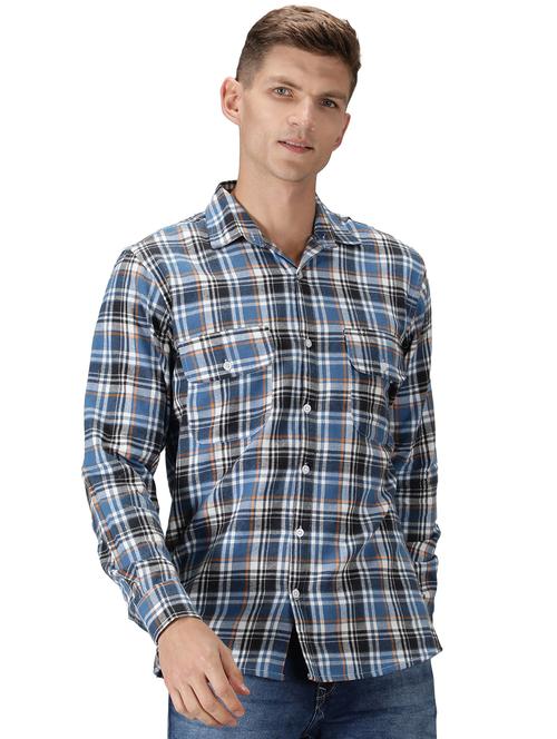 men checkered multi colored cotton linen casual shirt - 20468849 - Very Small Image - 1