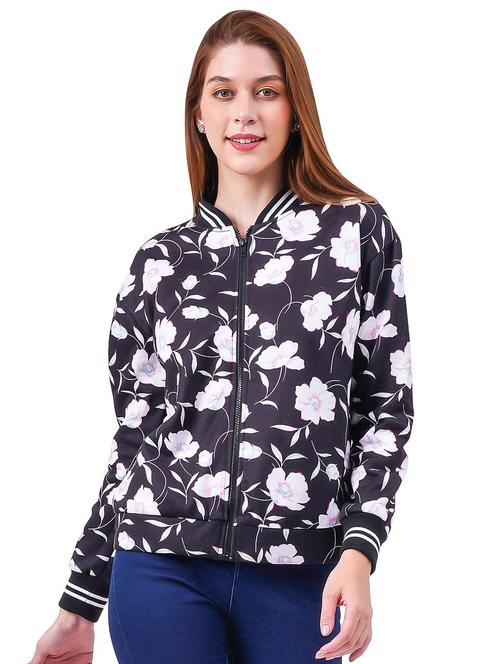 women printed stand collar regular jacket - 20469048 - Very Small Image - 1